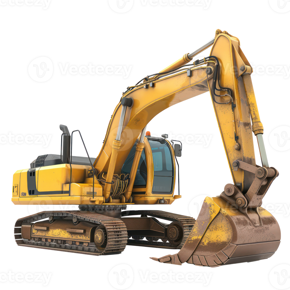 3d Hydraulic Excavator with bucket isolate on transparency background png