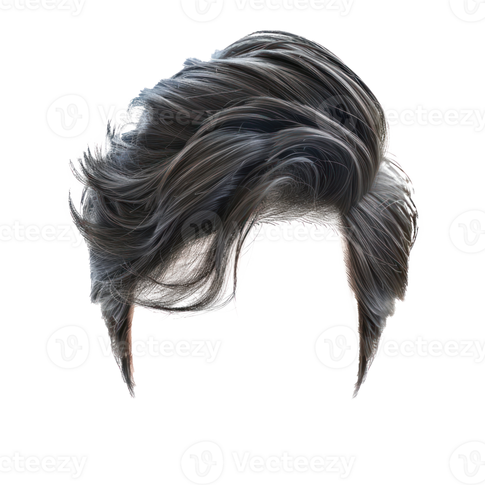 verbinding verbroken ondersnijding elegant mannen haar- pruik, modieus kapsel voorkant visie isoleren Aan transparantie achtergrond png