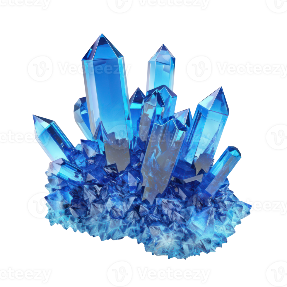 Blue crystal 3d rendering isolate on transparency background png