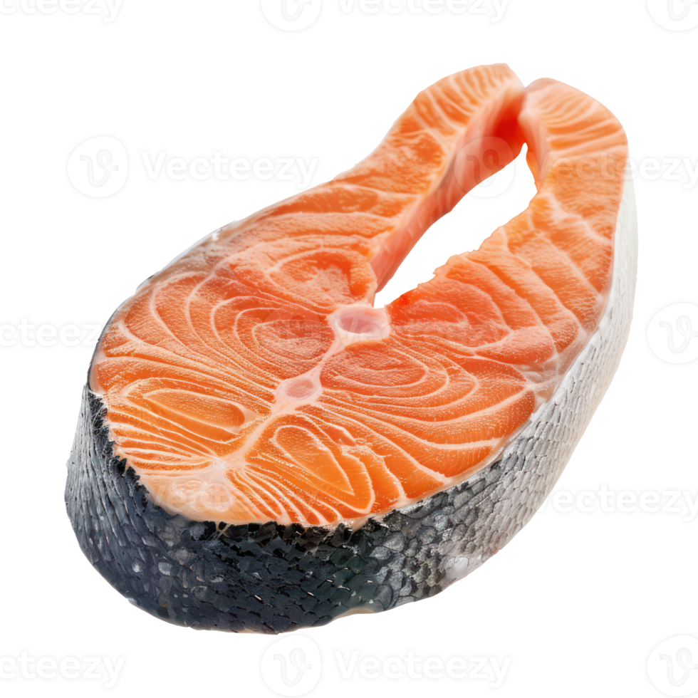 floating raw salmon fish meat isolate on transparency background png