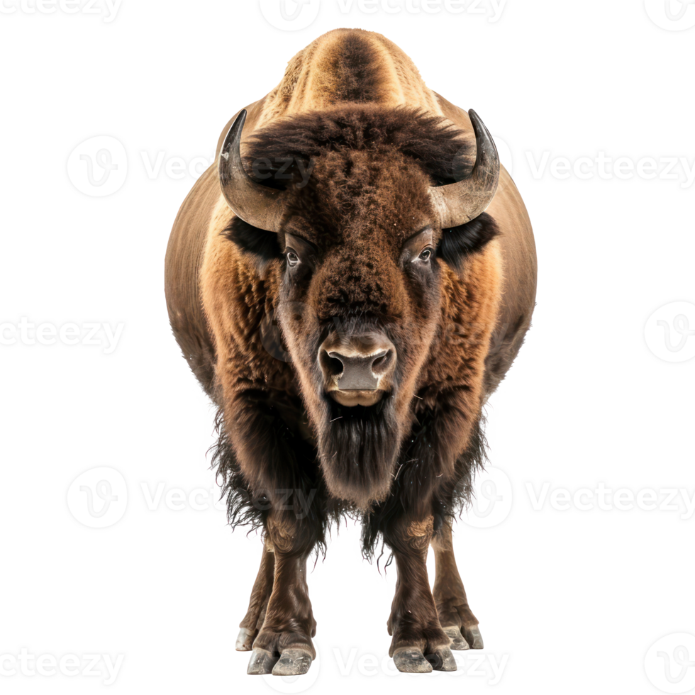 Bison front view full body isolate on transparency background png