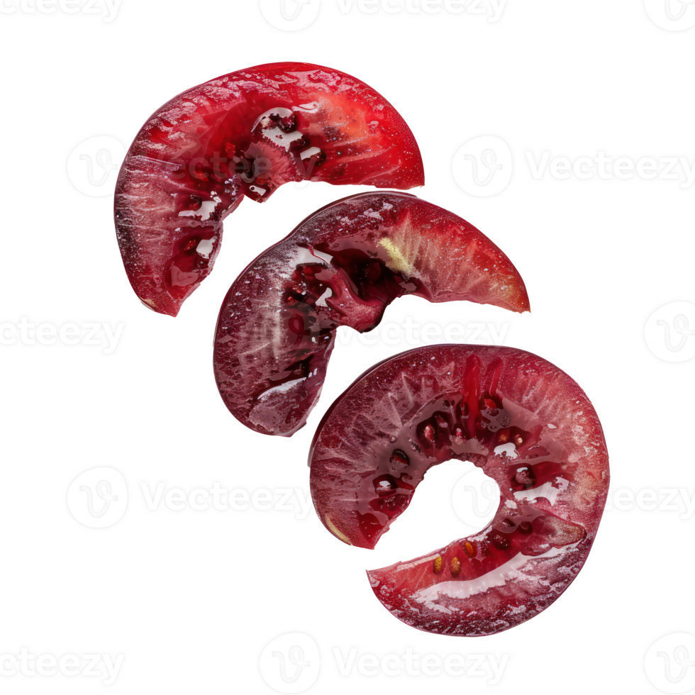 Cherry slices side view full length isolate on transparency background png