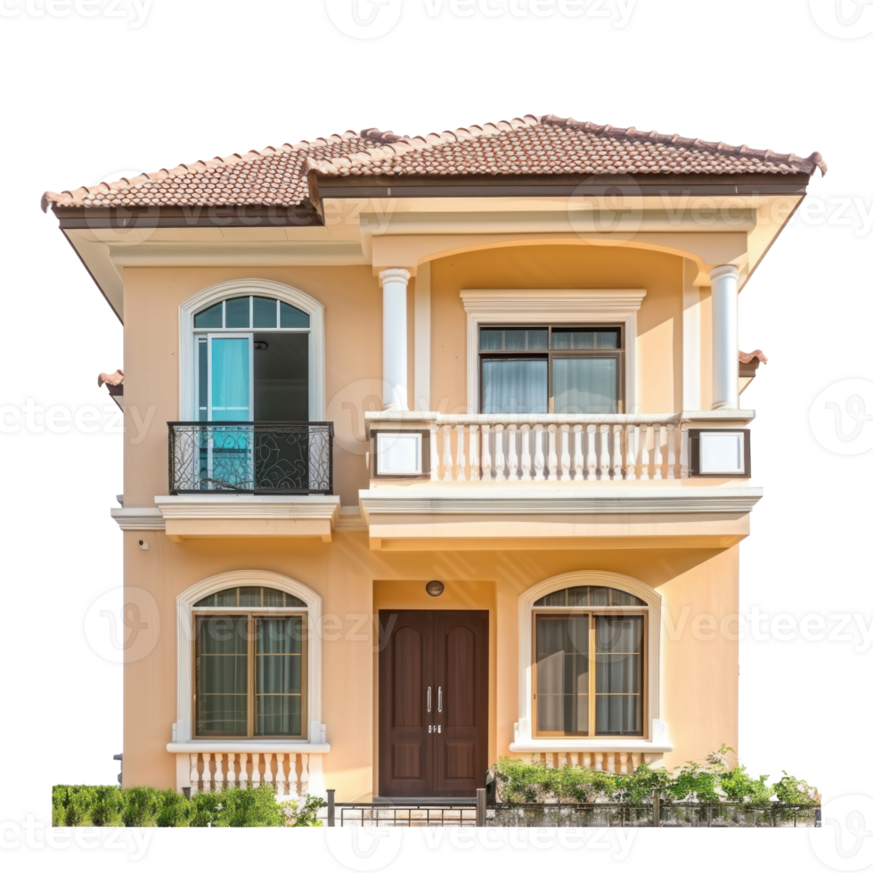 Single-Family Detached House front view full length isolate on transparency background png