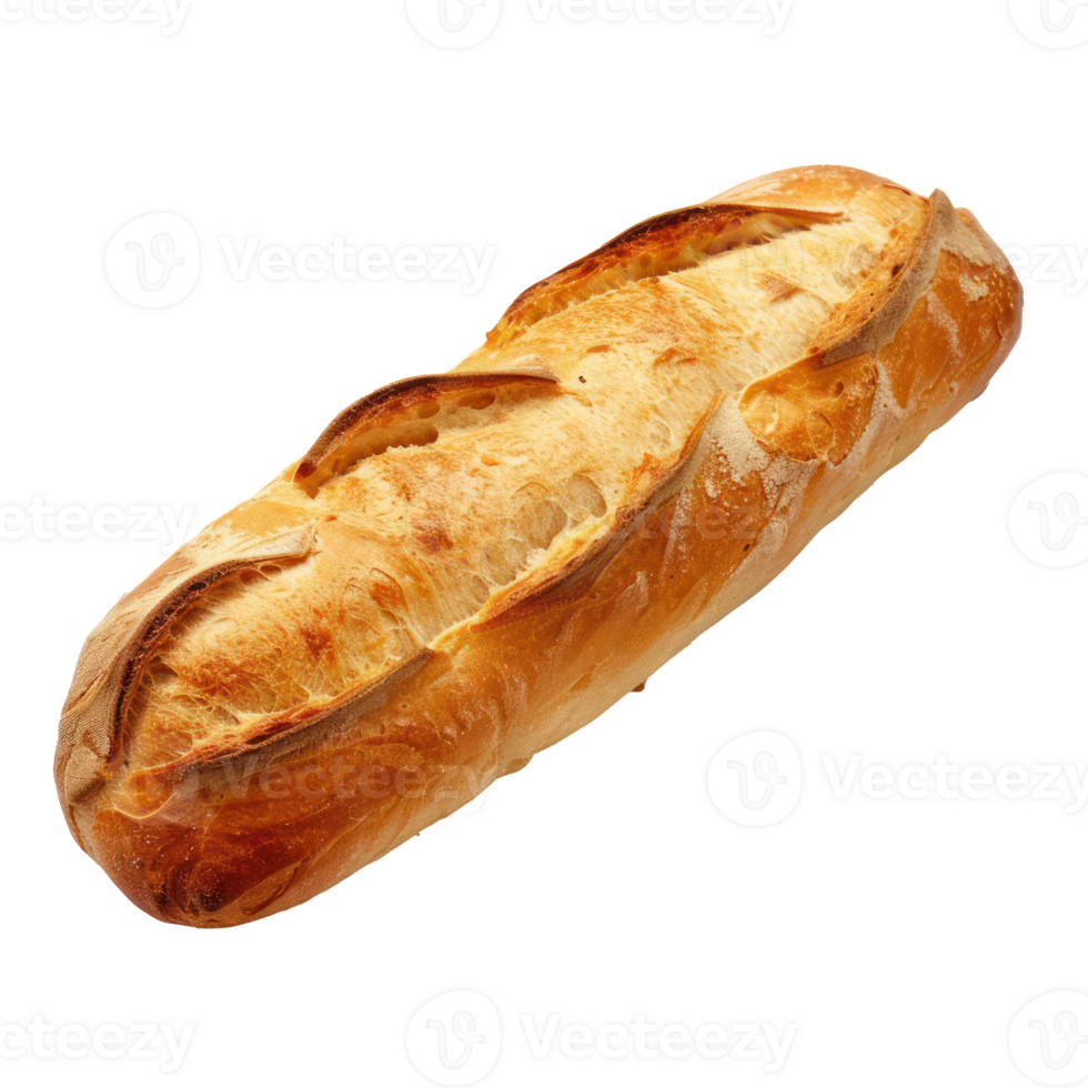 Bread Baguette front view full length isolate on transparency background png