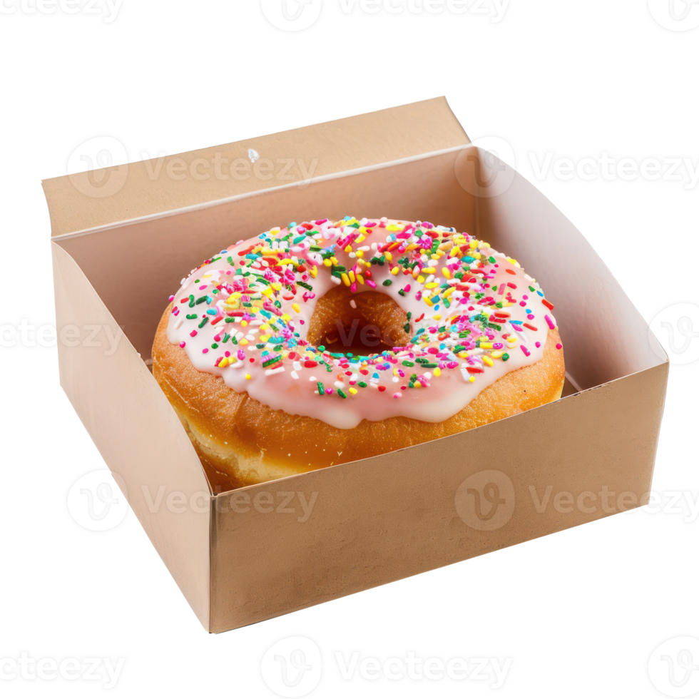 donut box front view full length isolate on transparency background png