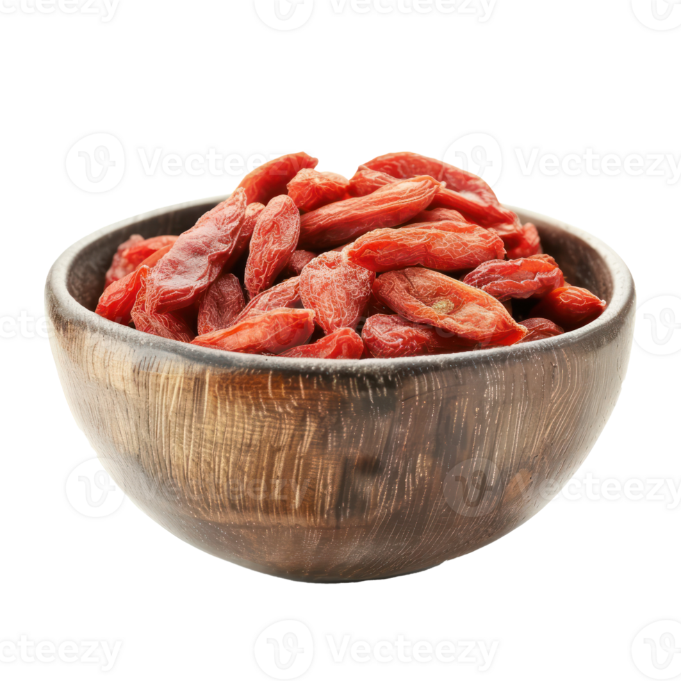 Dry Goji Berries in a bowl isolate on transparency background png