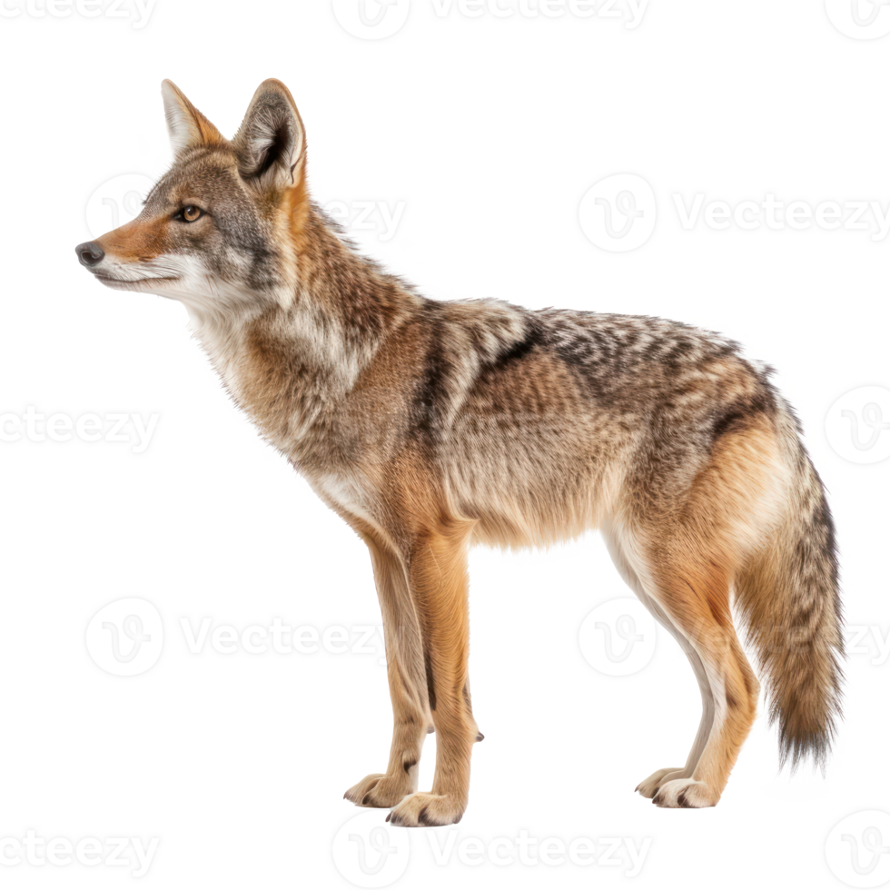 Coyote side view full body isolate on transparency background png