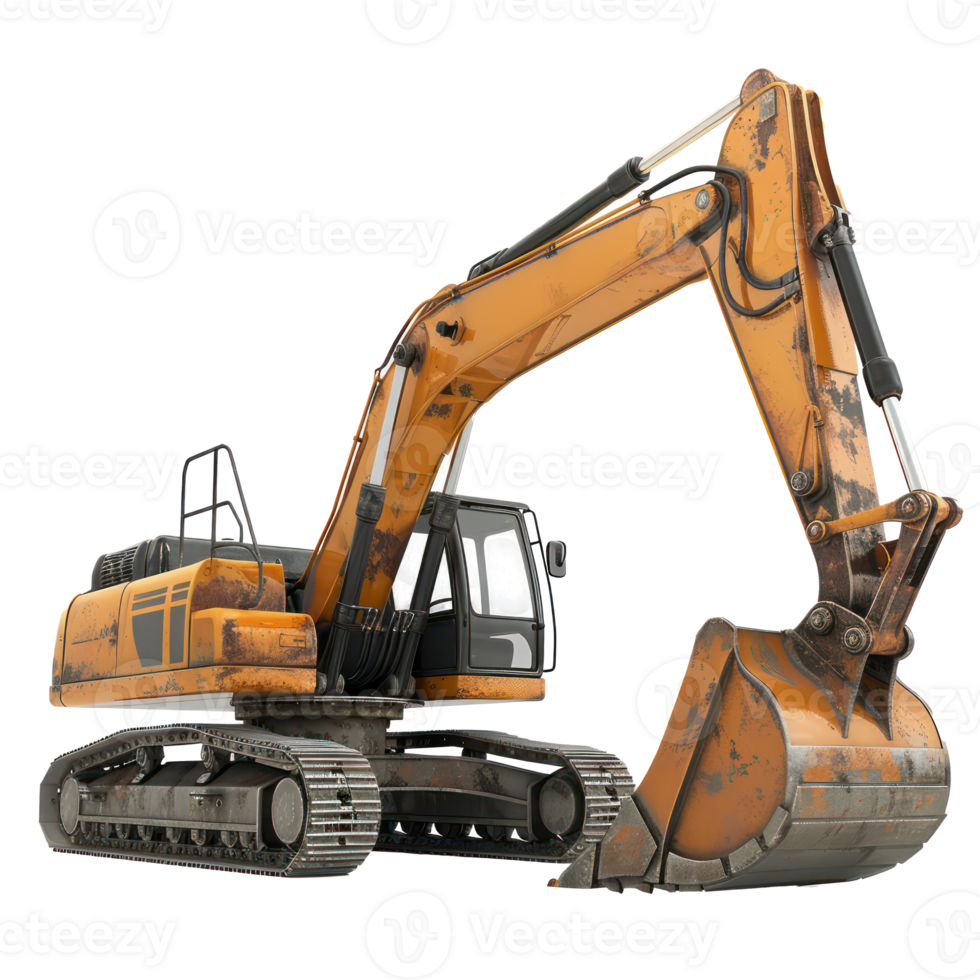 3d Hydraulic Excavator with bucket isolate on transparency background png