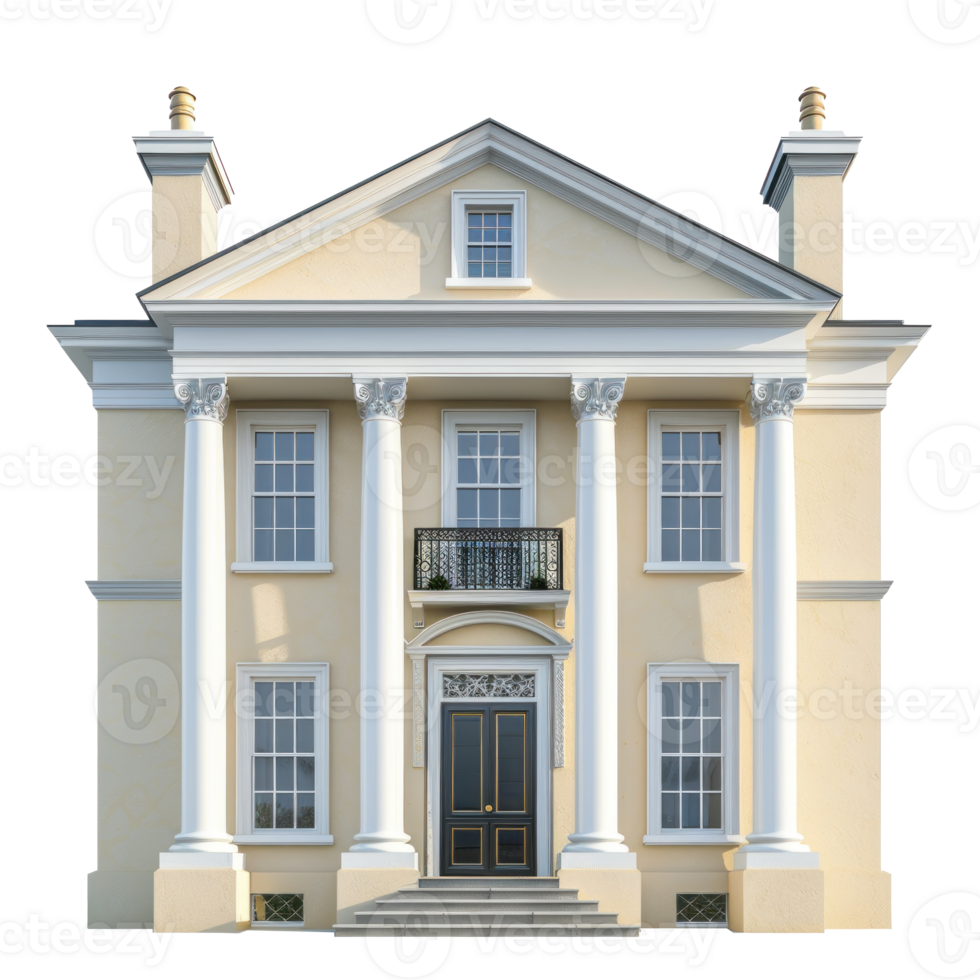 Georgian House front view full length isolate on transparency background png