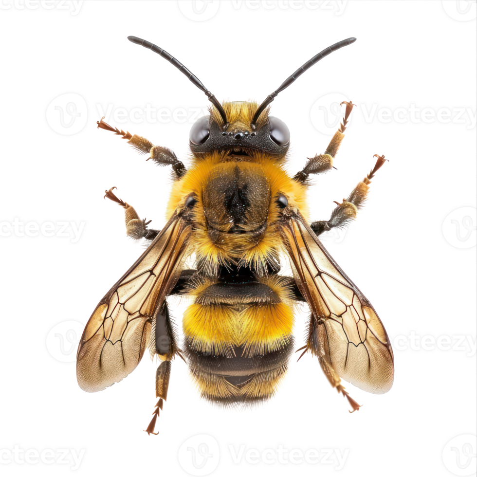Bee front view full body isolate on transparency background png