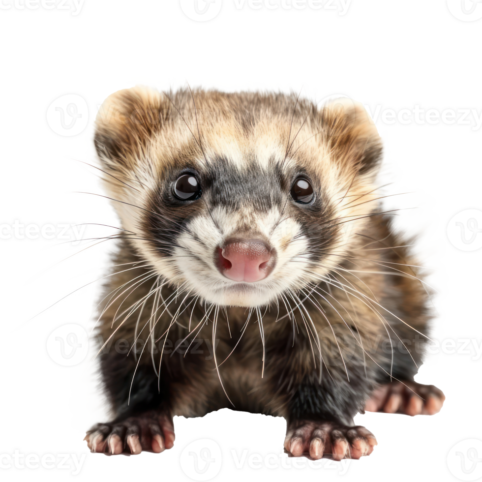 Ferrets pet front view full body isolate on transparency background png