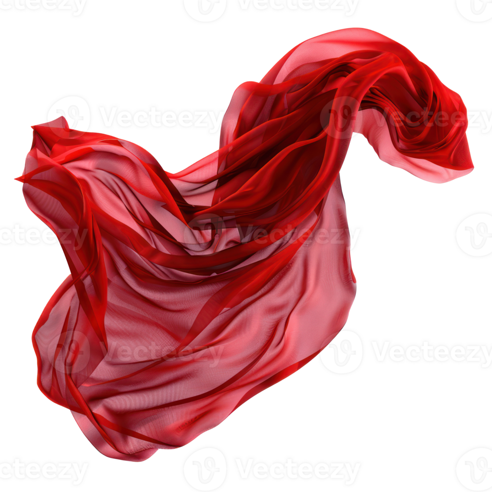 floating red fabric blowing isolate on transparency background png