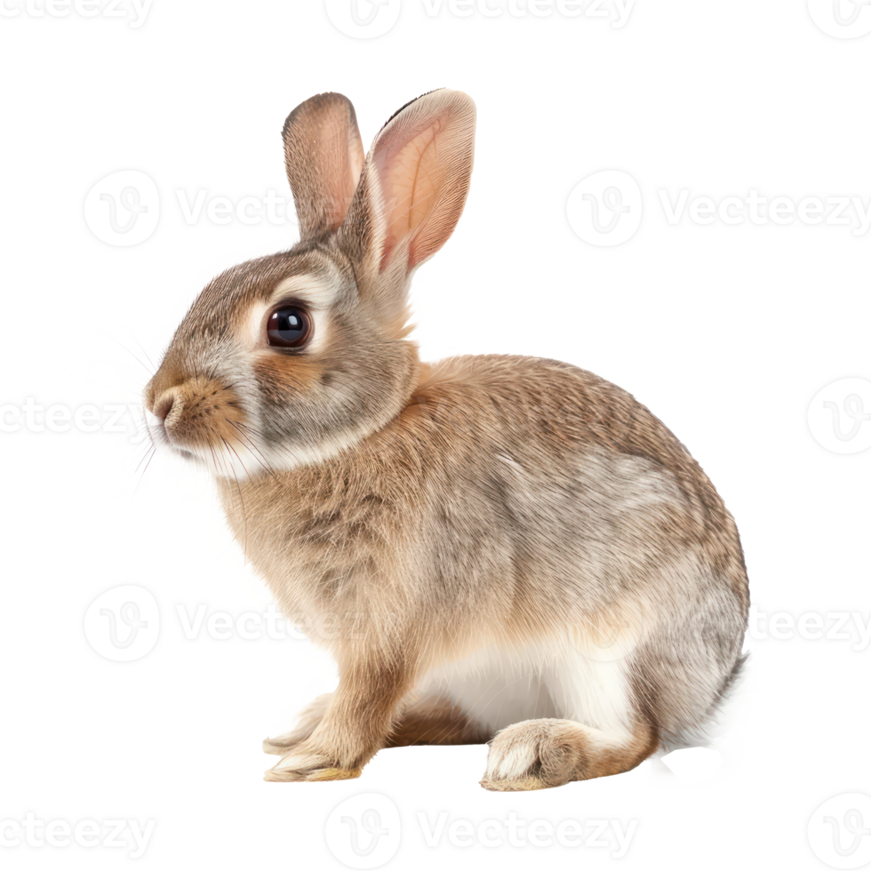 Rabbit front view full body isolate on transparency background png