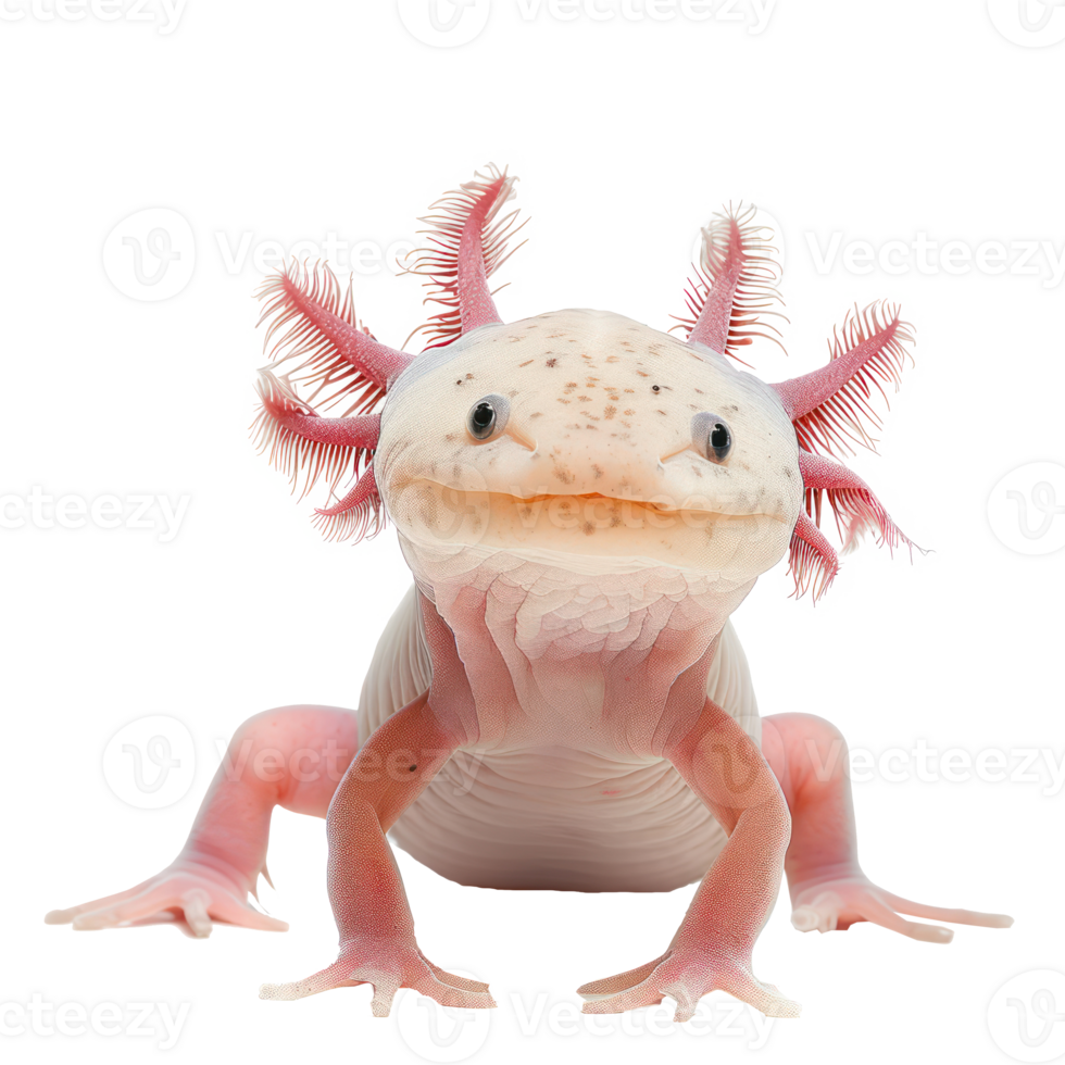 Axolotl pet side view full body isolate on transparency background png