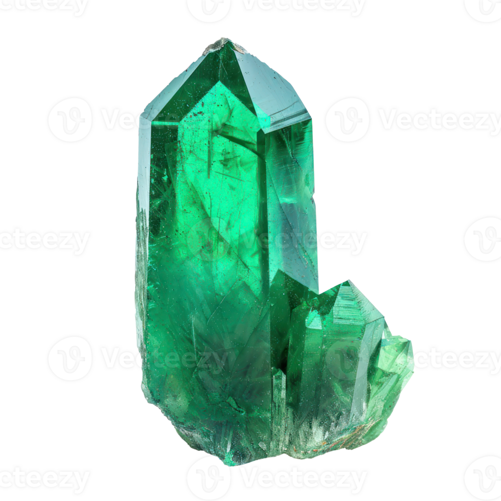 Emerald crystal side view isolate on transparency background png
