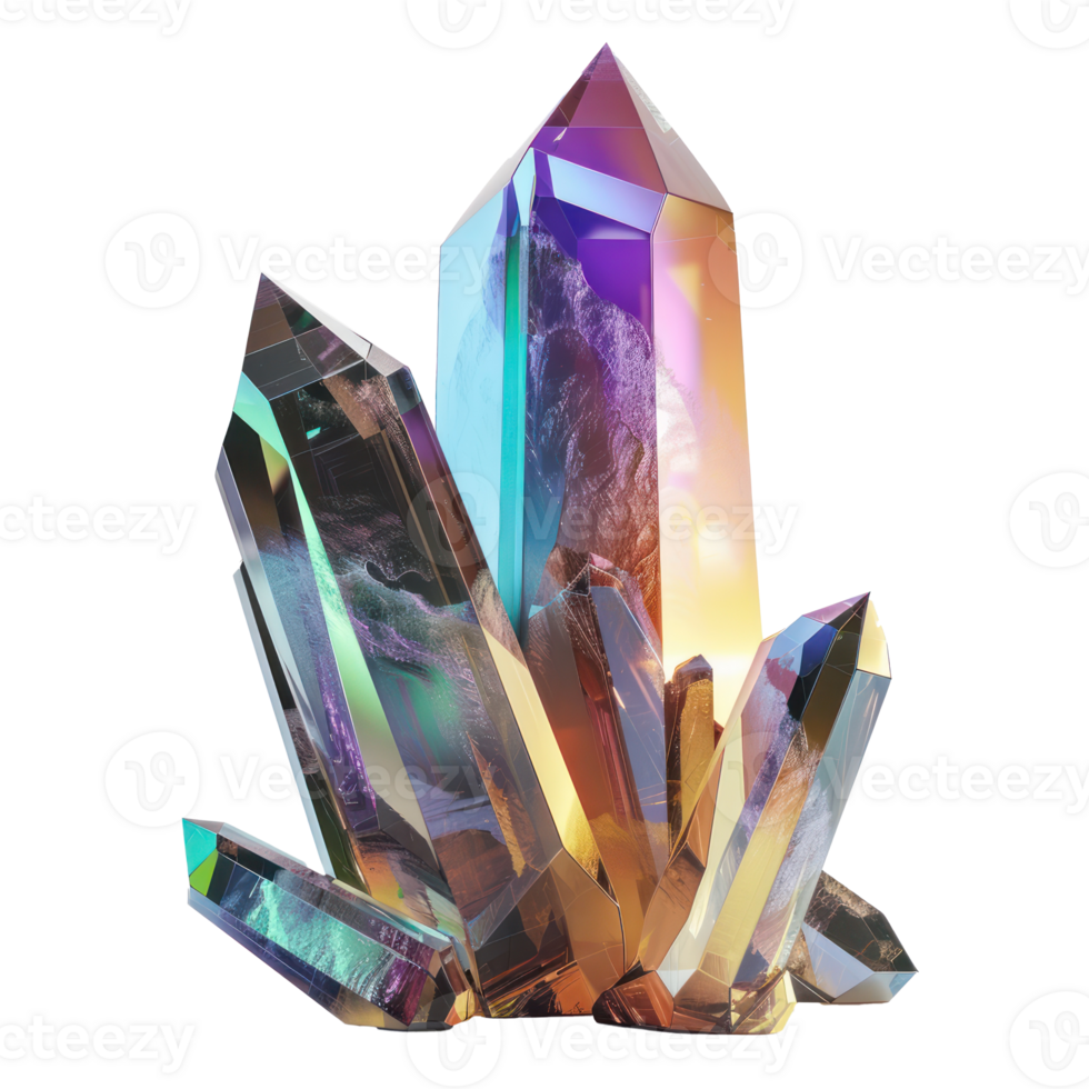 Beautiful crystal 3d rendering side view isolate on transparency background png