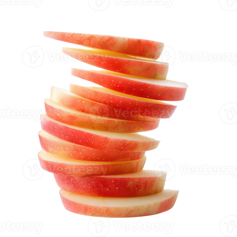 Apple slices side view full length isolate on transparency background png