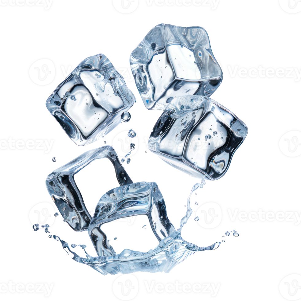 floating ice cubes isolate on transparency background png