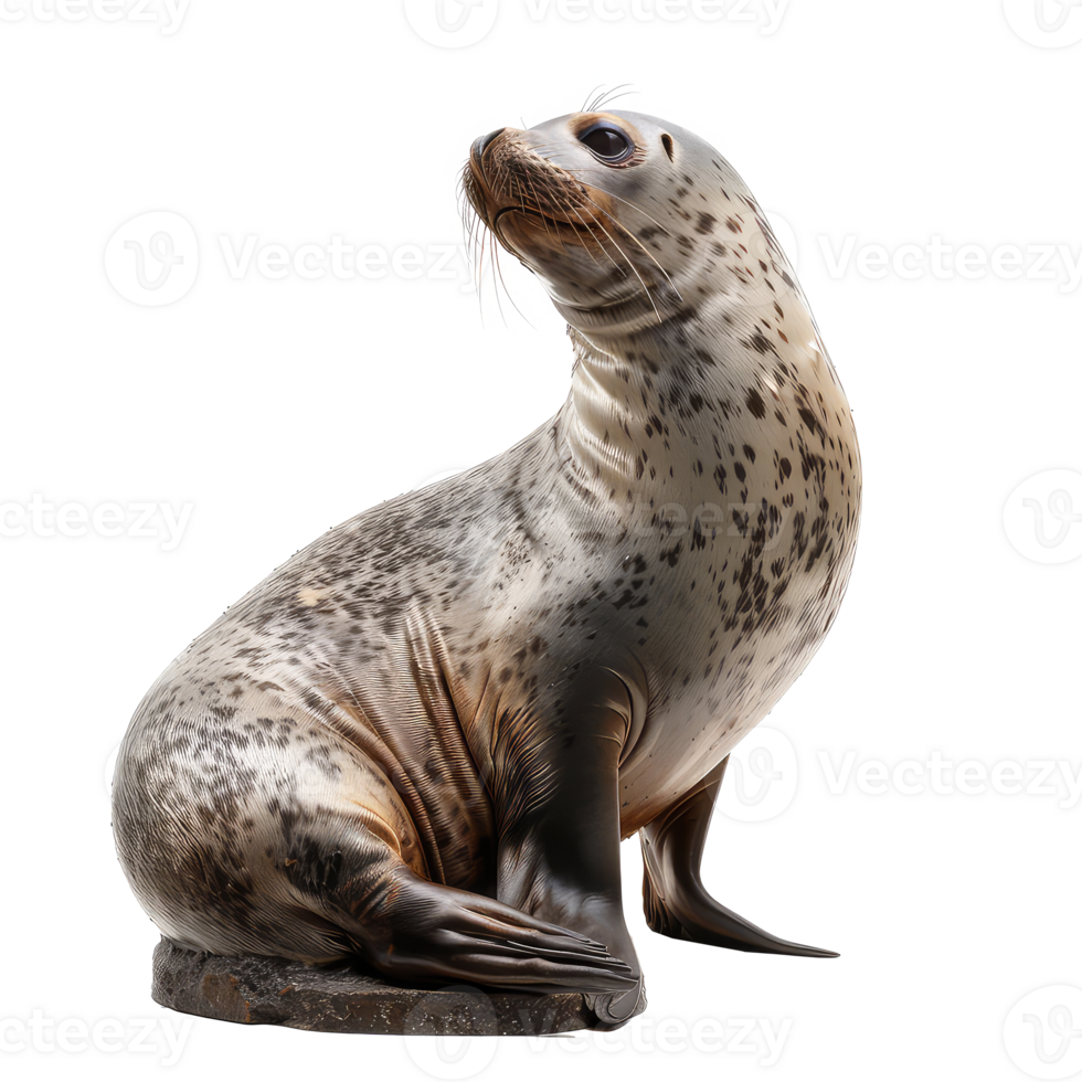 Seal side view full body isolate on transparency background png