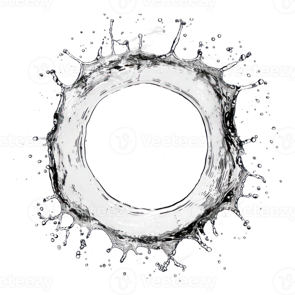 water splash round circle top view isolate on transparency background png