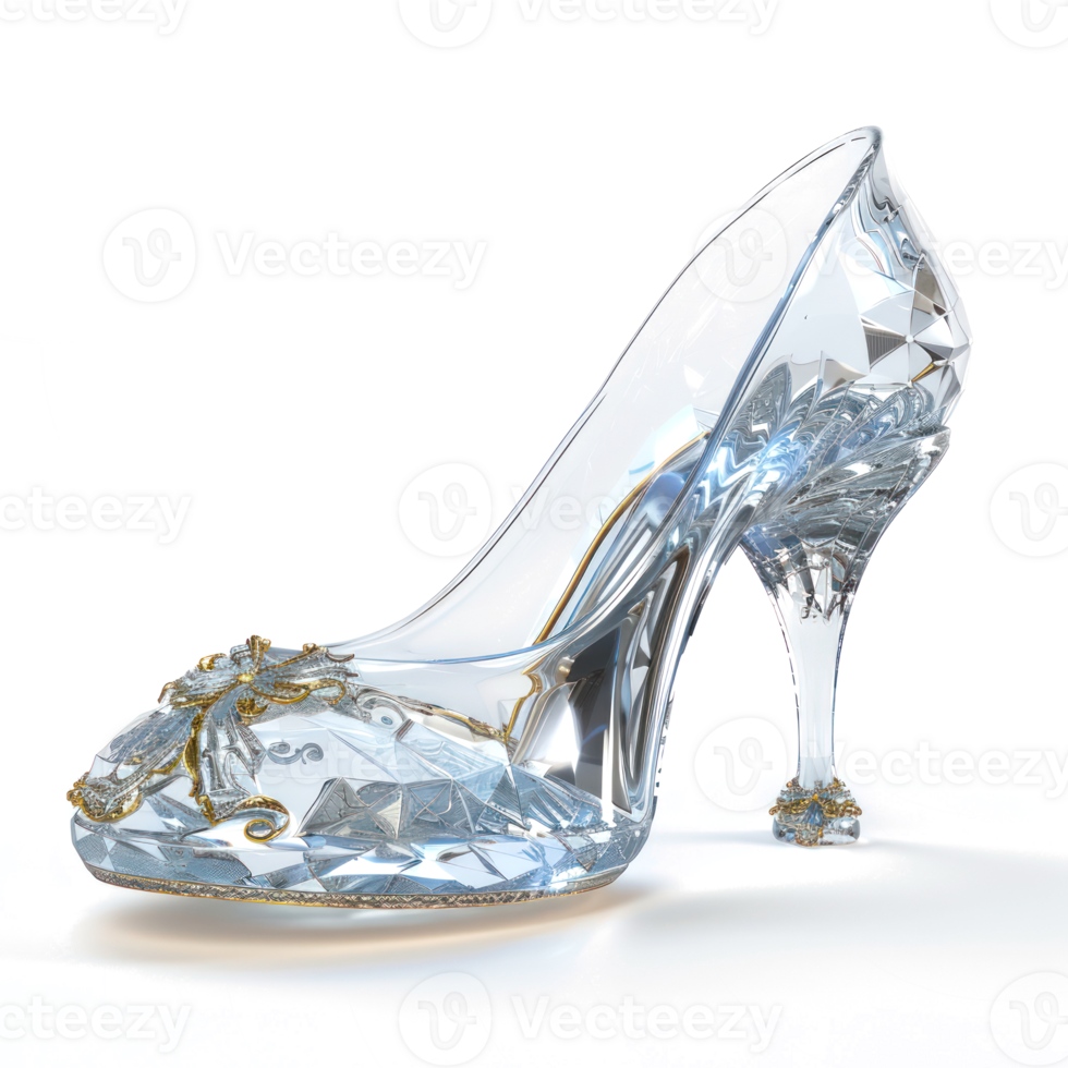 Glass Slipper 3d rendering front view isolate on transparency background png