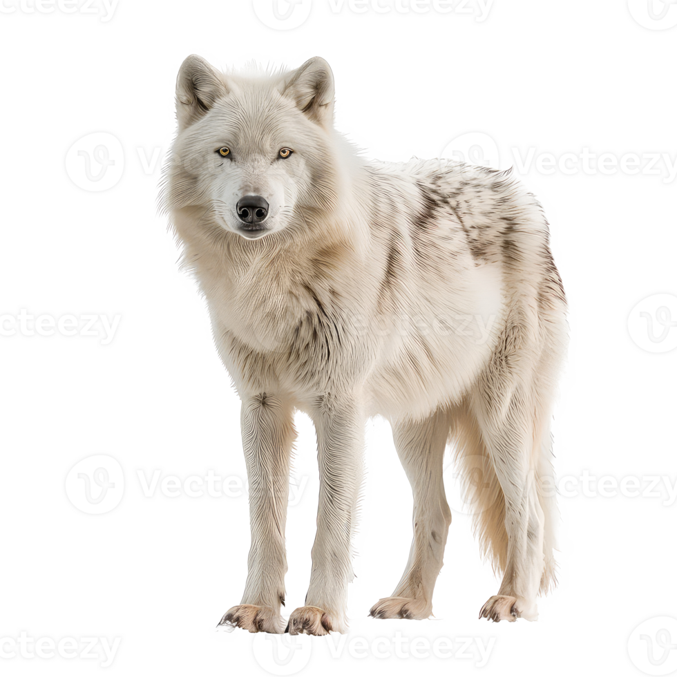 Arctic Wolf front view full body isolate on transparency background png