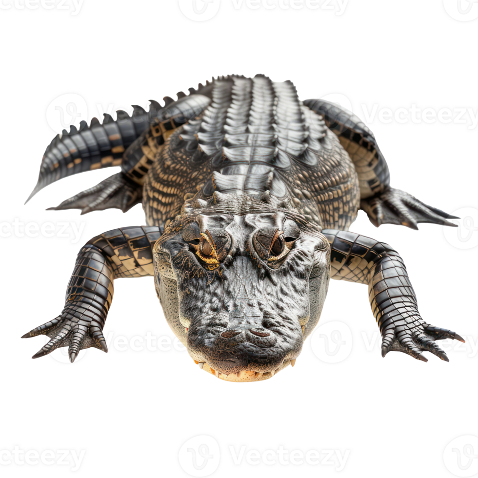 Alligator front view full body isolate on transparency background png