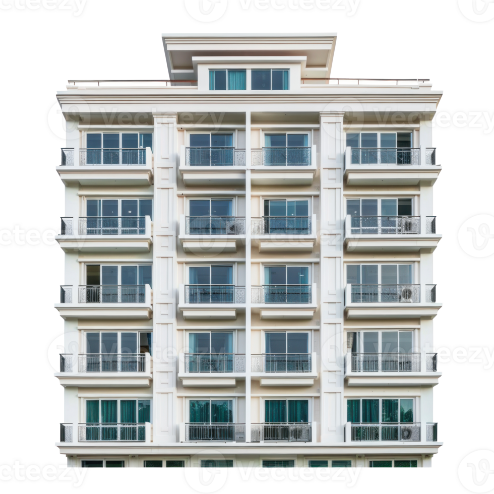 Condominium front view full length isolate on transparency background png