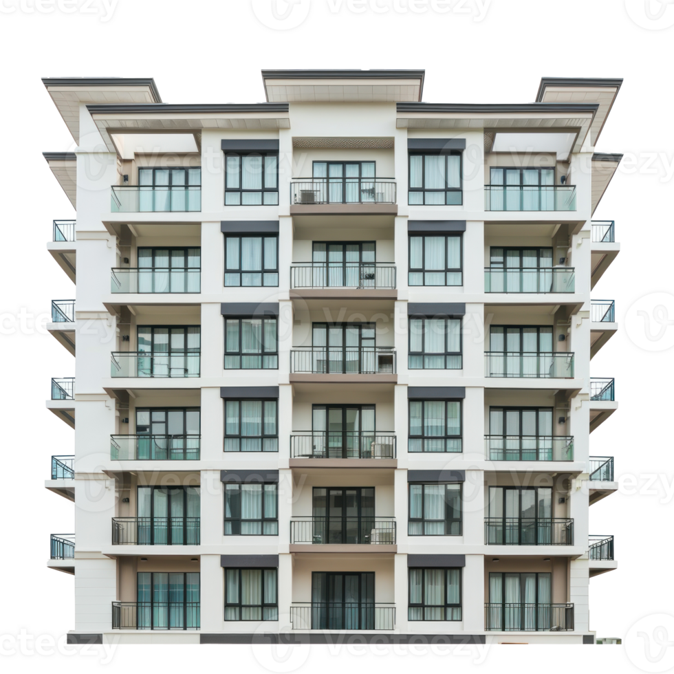 Condominium front view full length isolate on transparency background png