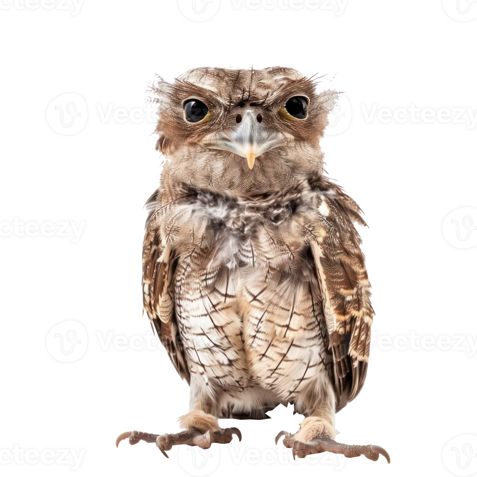 Potoo bird front view full body isolate on transparency background png