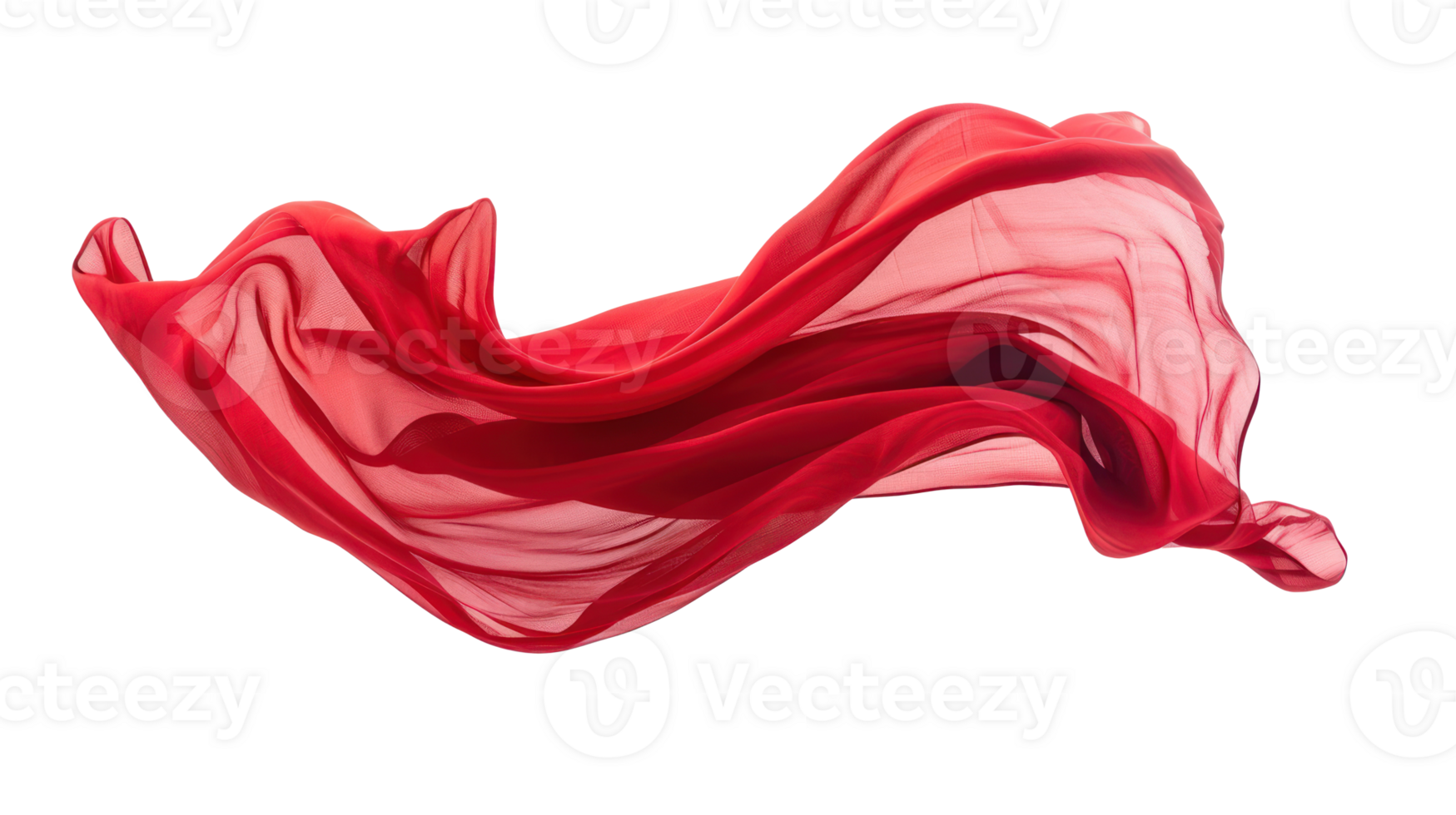 floating red fabric blowing isolate on transparency background png