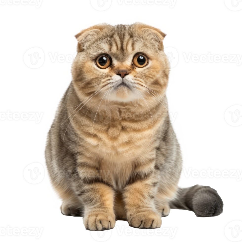 Scottish Folds cat front view full body isolate on transparency background png