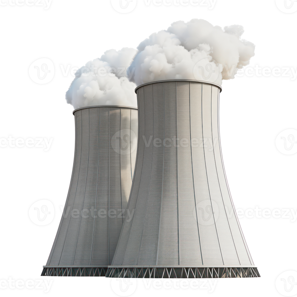Nuclear power plant front view full length isolate on transparency background png