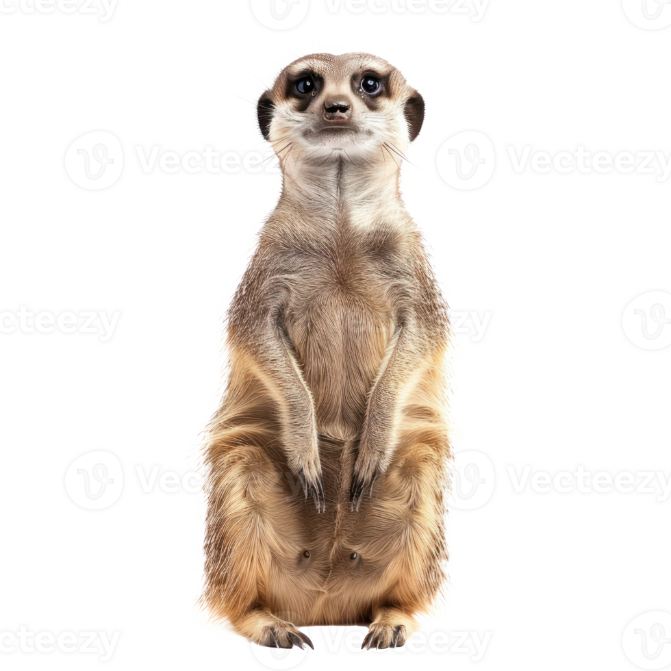 Meerkat front view full body isolate on transparency background png