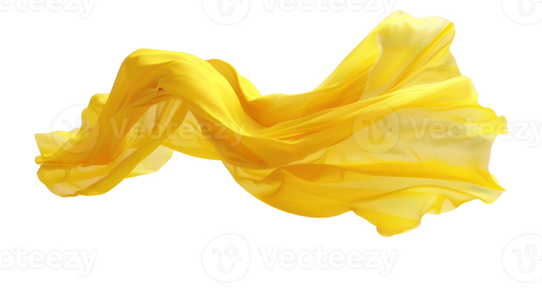 floating yellow fabric blowing isolate on transparency background png