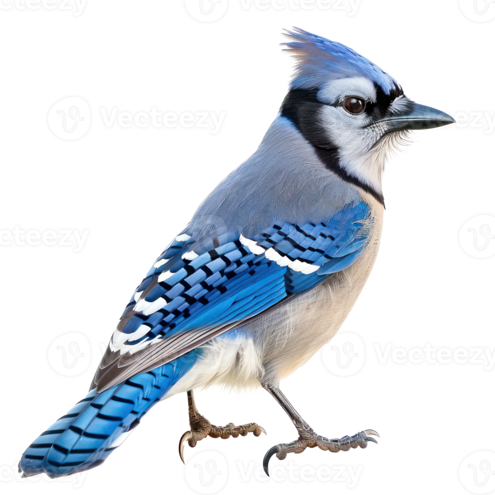 Blue jay bird side view full body isolate on transparency background png