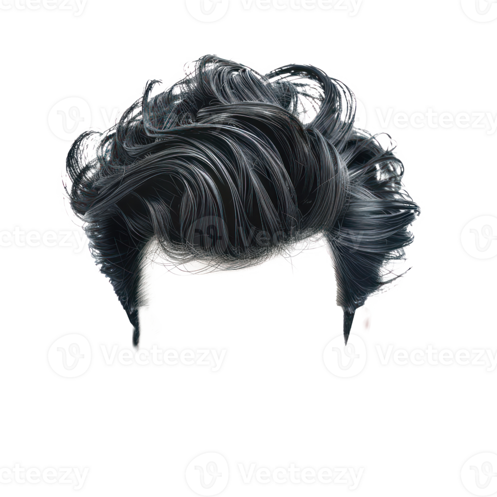 Undercut Stylish men hair wig, fashionable hairstyle isolate on transparency background png