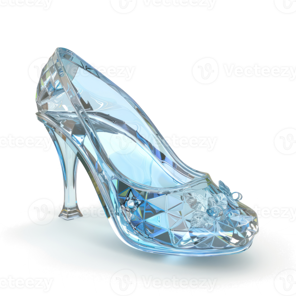 Glass Slipper 3d rendering front view isolate on transparency background png