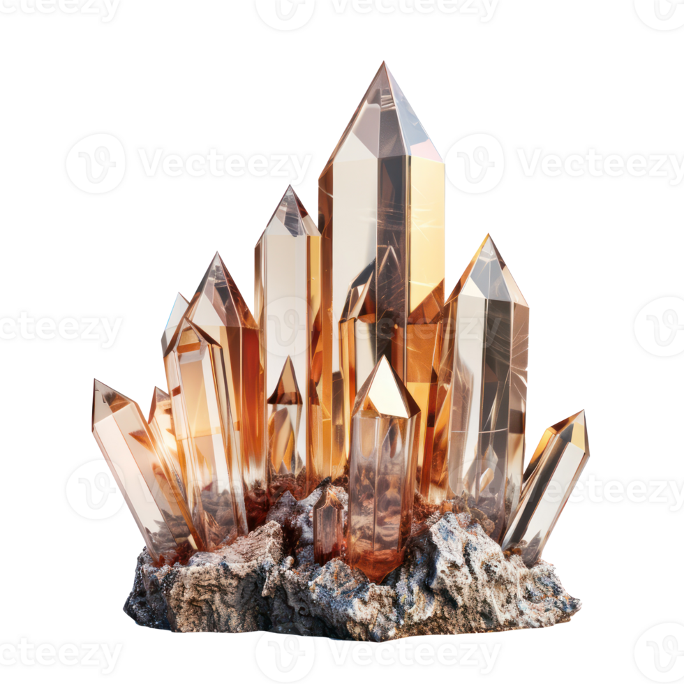 Beautiful crystal 3d rendering front view isolate on transparency background png
