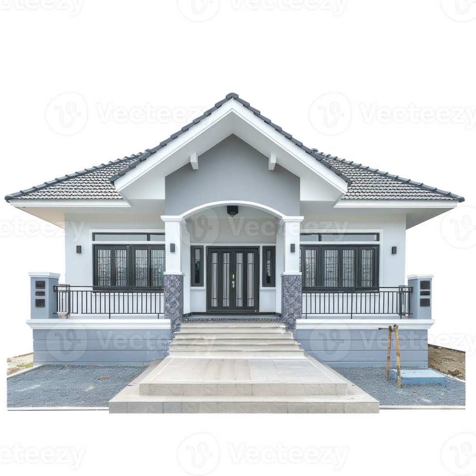 Bungalow front view full length isolate on transparency background png
