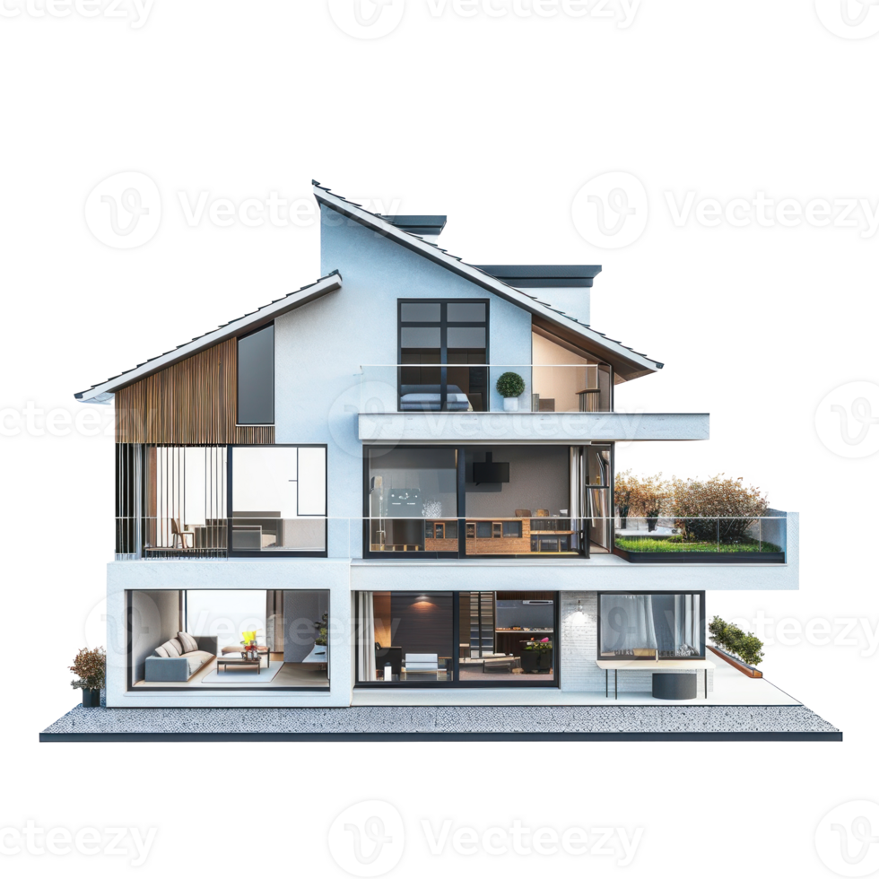 split-level huis isoleren Aan transparantie achtergrond png