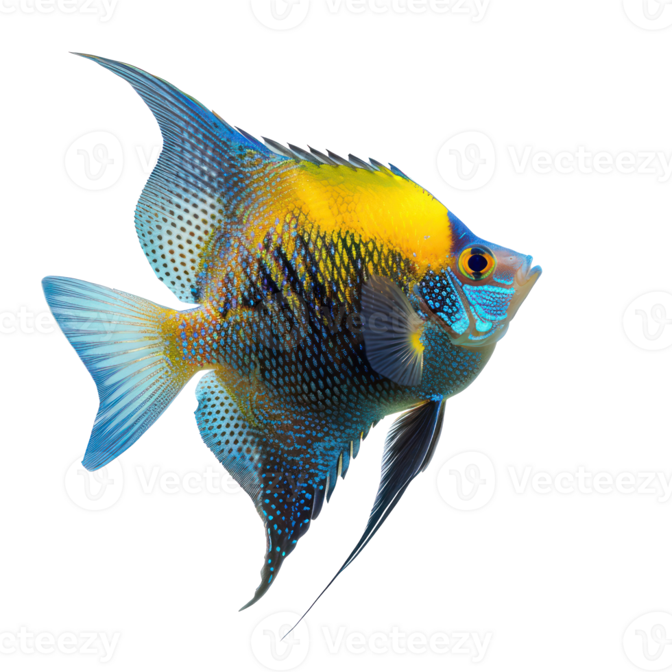 Angelfish side view full body isolate on transparency background png