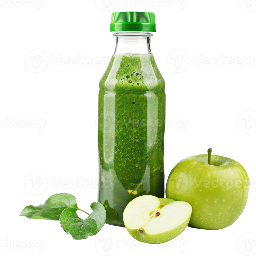 green apple smoothies bottle isolated on transparency background png