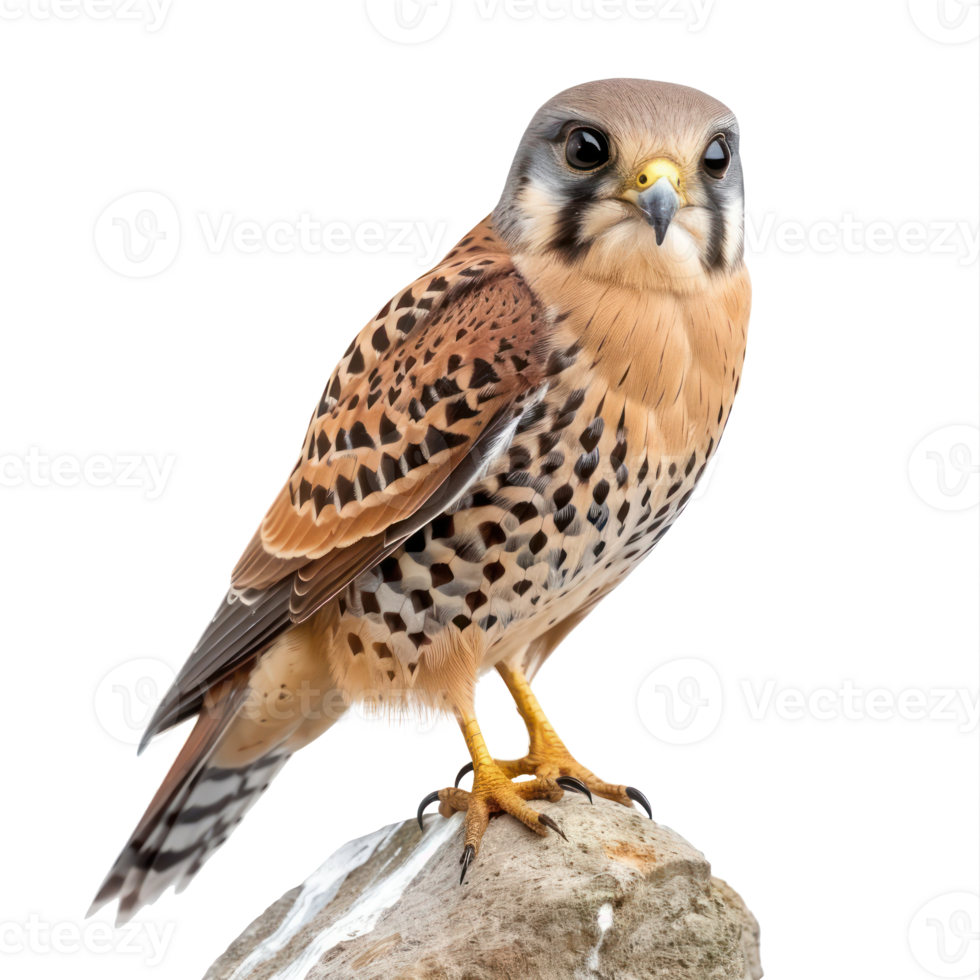 Kestrel front view full body isolate on transparency background png