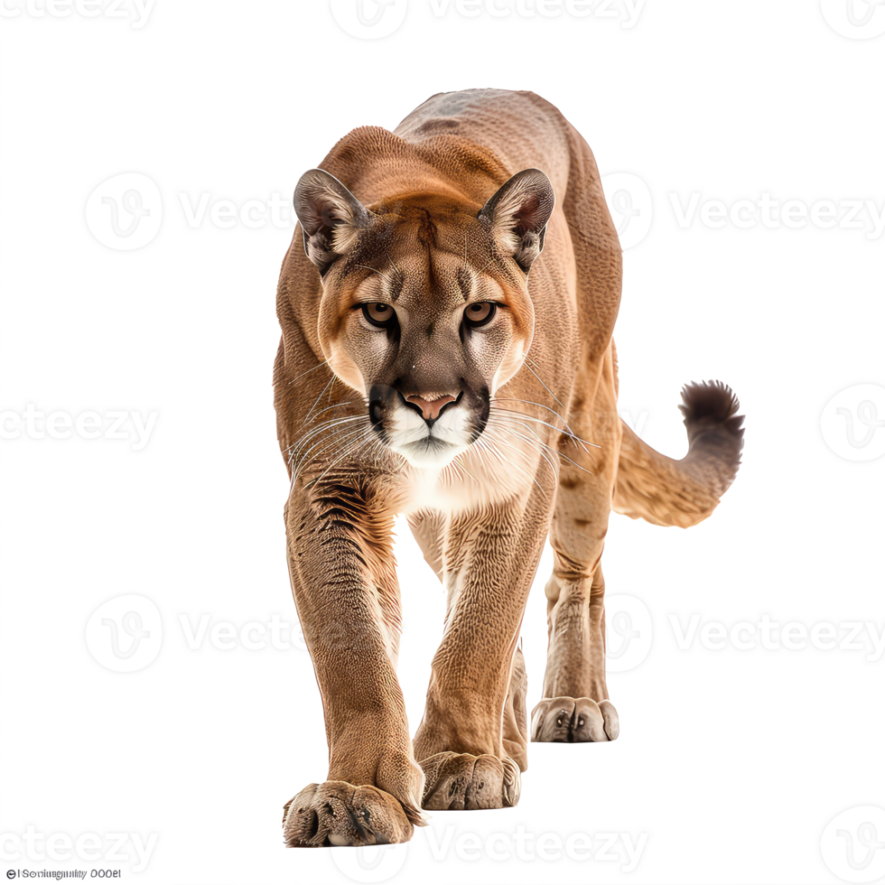 Puma front view full body isolate on transparency background png