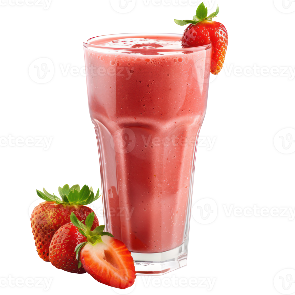 strawberry and strawberry smoothie in a glass isolate on transparency background png