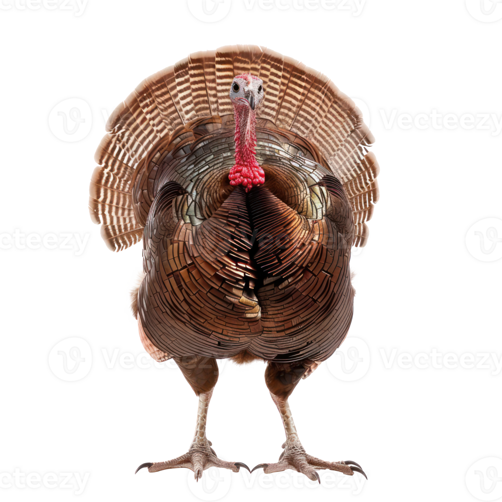 Turkey bird front view full body isolate on transparency background png