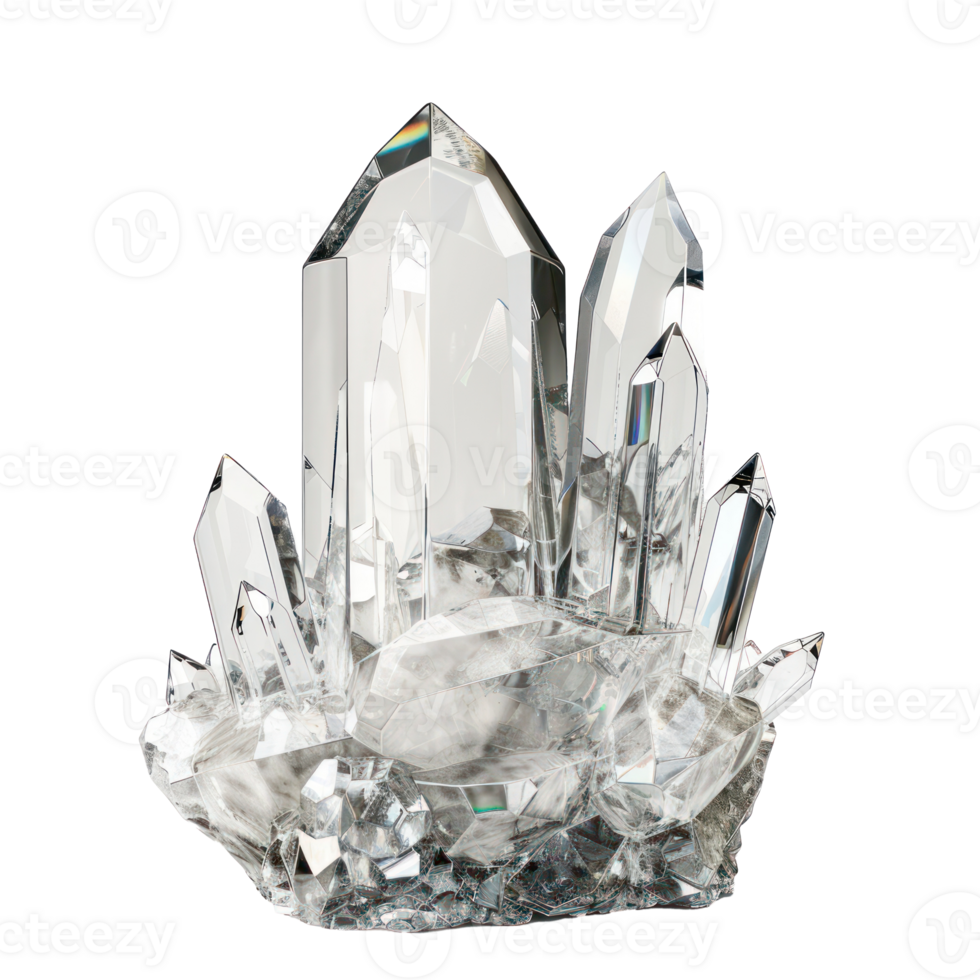 White crystal 3d rendering front view isolate on transparency background png