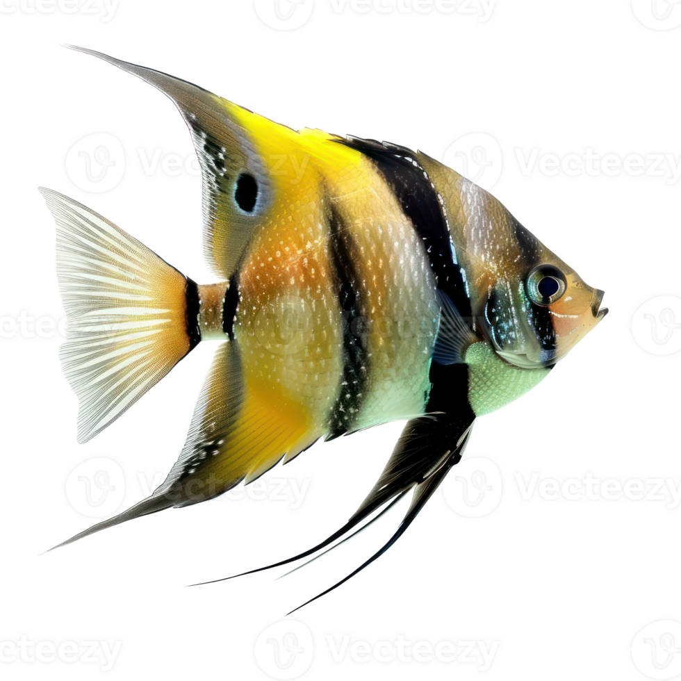 Angelfish front view full body isolate on transparency background png
