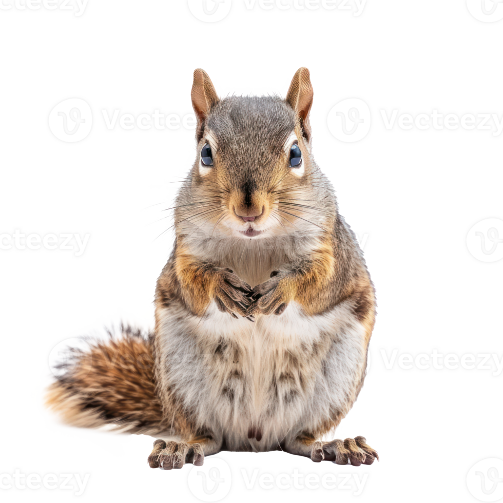 Squirrel front view full body isolate on transparency background png